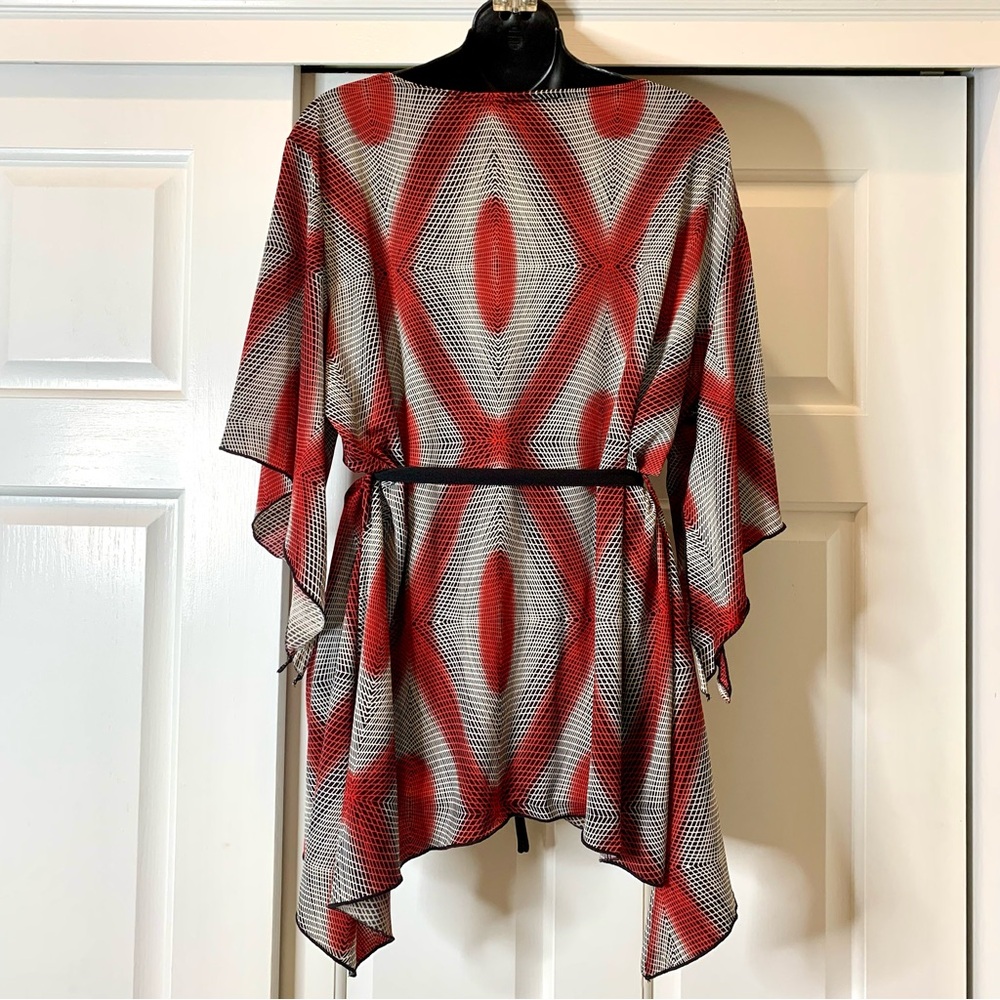 Vintage Caran blouse split bell sleeves and belt, plus size 2x /3x - Picture 3 of 8